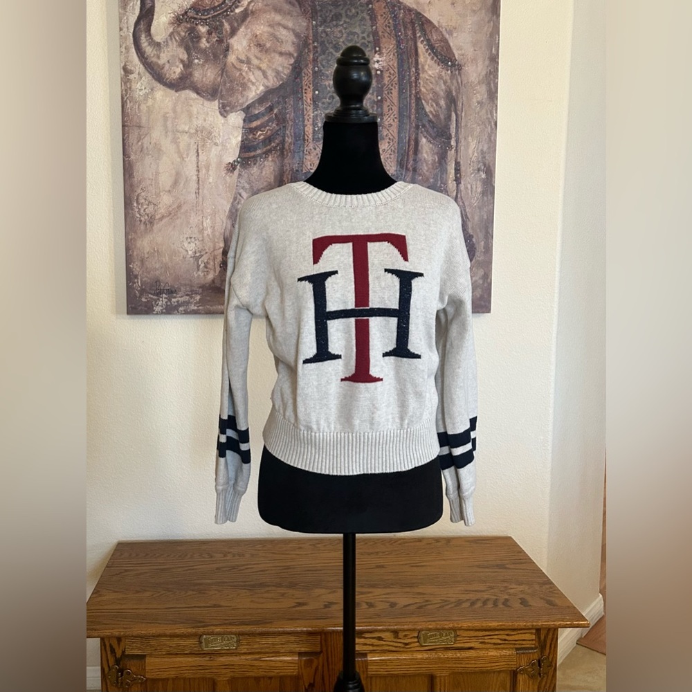 Tommy Hilfiger "Big H" Oversized Girls Sweater Large Sparkle Logo